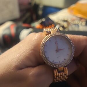 Charming Charlie Rose Gold Crystal Bezel Bracelet Watch